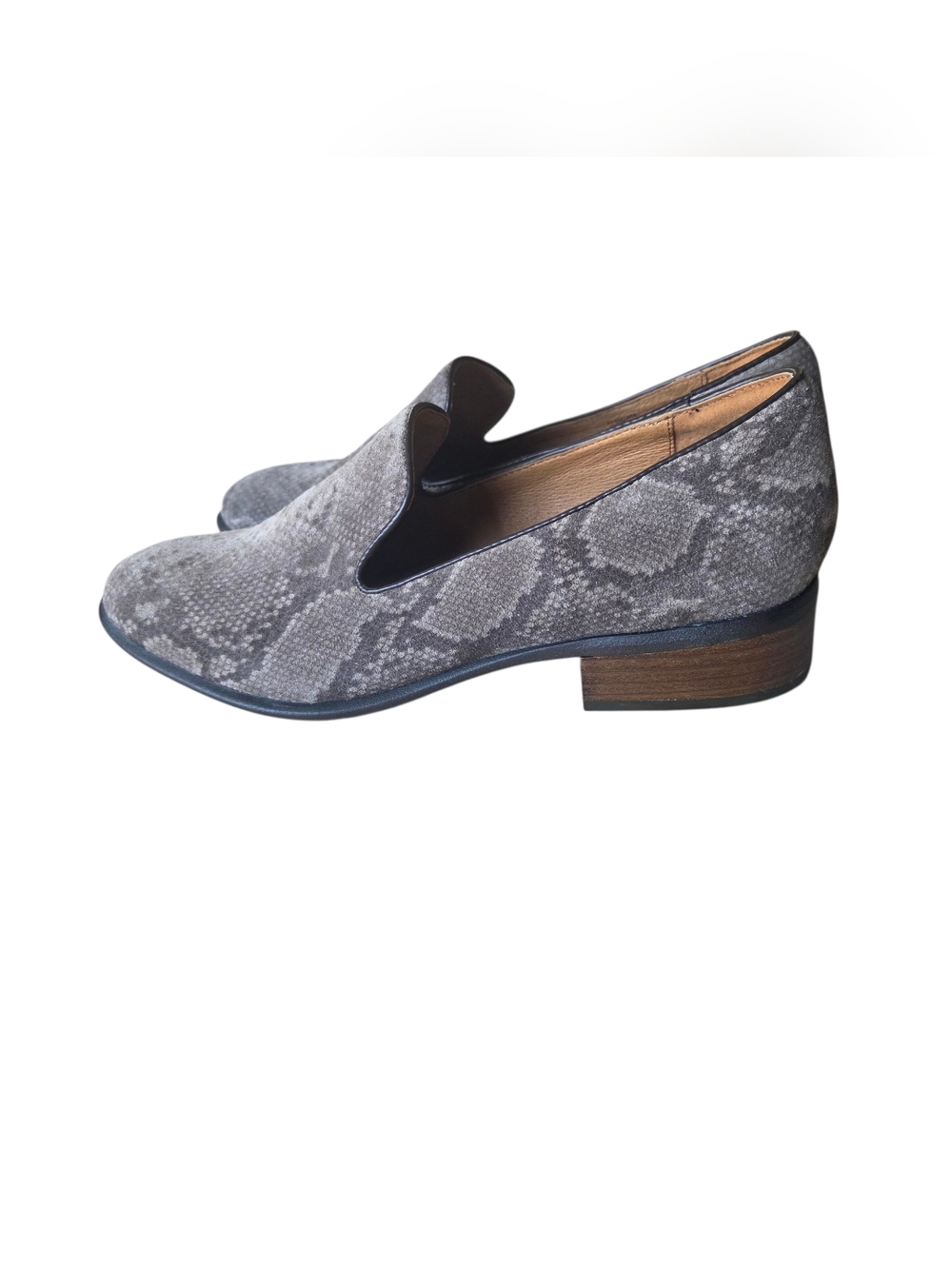 Sofft Severn Suede Leather Snakeskin Loafers Gray Size 10
